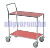 Kétszintes szervizkocsi, kézikocsi 150 kg teherbírás, fékezhető kerekek 425x765 mm cm-es rakfelület piros színben