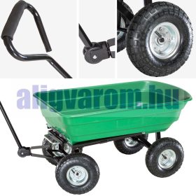   Kézikocsi 300 kg 75 liter. Kerti kiskocsi Szállítókocsi billenthető rakfelülettel Négykerekű talicska