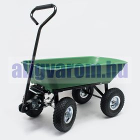   Nagyméretű kézikocsi 350 kg 125 liter. Kerti kiskocsi Szállítókocsi billenthető rakfelülettel Négykerekű talicska