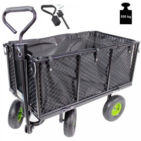   Kézikocsi 550 kg teherbírású rácsos kézikocsi kerti kocsi szállító kocsi