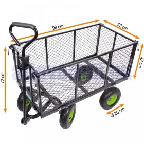   Kézikocsi 550 kg teherbírású rácsos kézikocsi kerti kocsi szállító kocsi