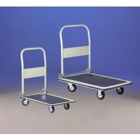   Kézikocsi ládaszállító kiskocsi 300 kg rakfelület mérete: 80x58 cm összecsukható. Könnyű, csak 14 kg, gumírozott rakfelület, lehajtható karral