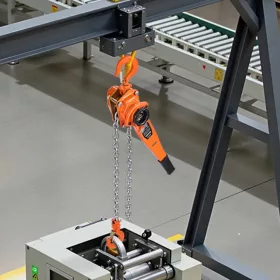   Láncos karos emelő, 3 T teherbírás, kézi láncos emelő emelőemelő mechanikus dupla peckes fékkel, 360°-ban forgó horgok