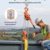 6 tonnás karos láncos emelő, 6 m emelési magasság, G80 lánccal, 360°-ban forgó kampókkal