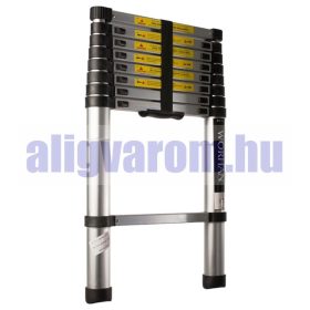   2 m magas, kihúzható létra, teleszkópos alumínium létra 60 cm-re összecsukható. Gumírozott talppal ellátva.
