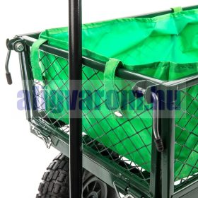   Platós kézikocsi 300 kg teherbírással, 90x45x52 cm nagy méretű kerekekkel, lehajtható oldalú platóval 