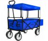 Kiskocsi, strandkocsi összecsukható kézikocsi, nagy méretű, önbeálló kerekekkel, kirándulókocsi kerti kocsi hordtáskával együtt. Csak 11 kg! Kék szinben