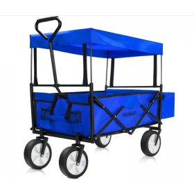   Kiskocsi, strandkocsi összecsukható kézikocsi, nagy méretű, önbeálló kerekekkel, kirándulókocsi kerti kocsi hordtáskával együtt. Csak 11 kg! Kék szinben