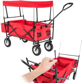   Kiskocsi, összecsukható kézikocsi, nagy méretű, önbeálló kerekekkel, kirándulókocsi kerti kocsi hordtáskával együtt. Csak 11 kg! piros szinben