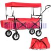 Kiskocsi, összecsukható kézikocsi, nagy méretű, önbeálló kerekekkel, kirándulókocsi kerti kocsi hordtáskával együtt. Csak 11 kg! piros szinben