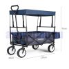 Kiskocsi, strandkocsi összecsukható kézikocsi sötétkék kirándulókocsi kerti kocsi 