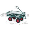Kerti kocsi 50x50x110 cm acél kézikocsi 200 kg teherbírású lenyitható oldalfalakkal platós kocsi