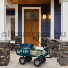   Kerti kocsi 50x50x110 cm acél kézikocsi 200 kg teherbírású lenyitható oldalfalakkal platós kocsi