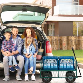   Kerti kocsi 53x50x109 cm acél kézikocsi 150 kg teherbírású lenyitható oldalfalakkal platós kocsi