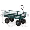 Kerti kocsi 53x50x109 cm acél kézikocsi 150 kg teherbírású lenyitható oldalfalakkal platós kocsi
