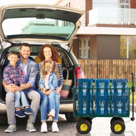   Kerti kocsi 83x51x113 cm húzható acél kézikocsi 500 kg teherbírású lenyitható oldalfalakkal szállítókocsi platós kocsi