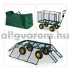 Kerti kocsi 83x51x113 cm húzható acél kézikocsi 500 kg teherbírású lenyitható oldalfalakkal szállítókocsi platós kocsi