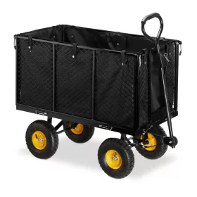Kerti kocsi 83x51x113 cm húzható acél kézikocsi 500 kg teherbírású lenyitható oldalfalakkal szállító