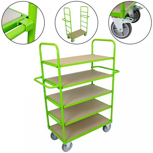 Polcos kocsi 5 szintes komissiózó kocsi 600 kg teherbírású raktári szállító kocsi