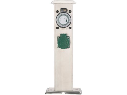 Kerti konnektor dupla aljzattal rozsdamentes acél kültéri elosztó időzítővel fedőlappal inox áramelosztó