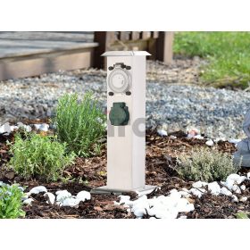   Kerti konnektor dupla aljzattal rozsdamentes acél kültéri elosztó időzítővel fedőlappal inox áramelosztó