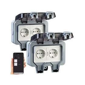   Okos kerti konnektor 2 db intelligens Wifi kültéri dupla aljzat, smart elosztó fogyasztásmérővel, applikációval IP44