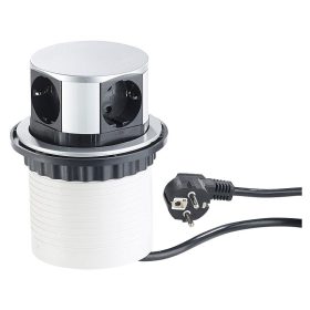   Süllyeszthető elosztó Ø100 mm hálózati konnektor 3 aljzattal 2 db USB porttal beépíthető beltéri elosztó