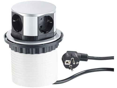 Süllyeszthető elosztó Ø100 mm hálózati konnektor 3 aljzattal 2 db USB porttal beépíthető beltéri elosztó