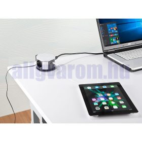   Süllyeszthető elosztó Ø100 mm hálózati konnektor 3 aljzattal 2 db USB porttal beépíthető beltéri elosztó