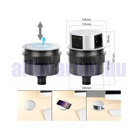   Süllyeszthető elosztó Ø120 mm hálózati konnektor 3 aljzattal beépíthető beltéri elosztó