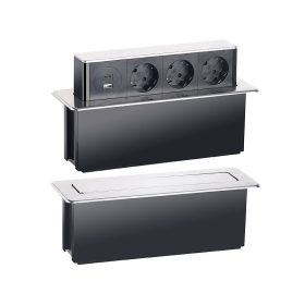   Süllyeszthető elosztó hálózati konnektor 3 aljzattal 2 USB töltőporttal, beépíthető beltéri elosztó