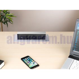   Süllyeszthető elosztó hálózati konnektor 3 aljzattal 2 USB töltőporttal, beépíthető beltéri elosztó