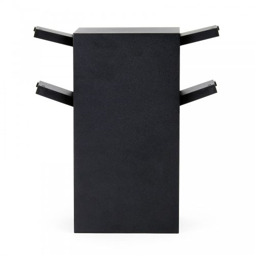 Acél kerti konnektor 4 db aljzat 23 cm magas szögletes alakú fekete kültéri elosztó 4 hálózati csatlakozóval