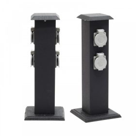   Acél kerti konnektor 4 db aljzat 40 cm magas szögletes alakú kültéri elosztó