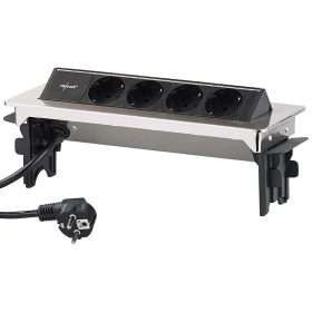   Rozsdamentes acél süllyeszthető elosztó professzionális beépített asztali konnektor 4 aljzattal