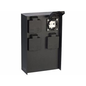   Kerti konnektor 4 db aljzattal rozsdamentes acél kültéri elosztó fedőlappal fekete áramelosztó