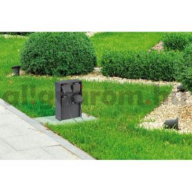   Kerti konnektor 4 db aljzattal rozsdamentes acél kültéri elosztó fedőlappal fekete áramelosztó