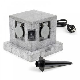   Kerti konnektor 4db aljzattal, gránit hatású elosztó kültéri konnektor kapcsolóval