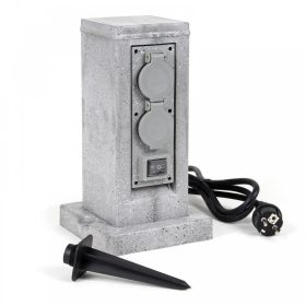   Kerti konnektor 4db aljzattal, gránit hatású elosztó oszlop kültéri konnektor kapcsolóval