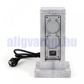   Kerti konnektor 4db aljzattal, gránit hatású elosztó oszlop kültéri konnektor kapcsolóval