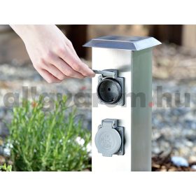 Kerti konnektor 4 db aljzattal rozsdamentes acél kültéri elosztó fedőlappal inox áramelosztó