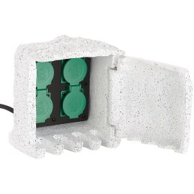   Kerti konnektor 4 db aljzattal kültéri elosztó fedőlappal kőmintás IP44 áramelosztó