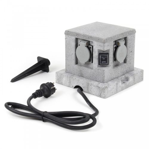 Kerti konnektor 4db aljzattal szürkületérzékelővel gránit hatású elosztó kültéri konnektor