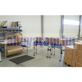   Konvejor görgősor, görgős állvány görgőpálya állítható magasság 1295x500 mm krómozott görgő állítható hossz és magasság