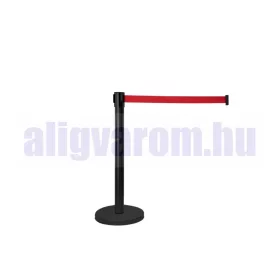   Kordonoszlop terelőkorlát terelőszalag 1 db fém kordonoszlop 290 cm önbehúzó piros szalaggal 