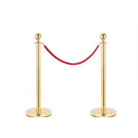 Kordonoszlop 1,5 m hosszú piros kordonkötéllel terelőkorlát terelőszalag 2 db rozsdamentes arany