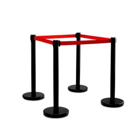 Kordonoszlop kihúzható kordonszalag 170 cm fekete terelőkorlát terelőszalag 4 rozsdamentes acél