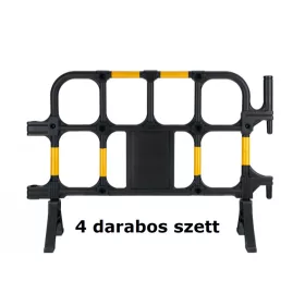   Műanyag mobil kordon 4 darabos szett 138x100x38 cm fekete-sárga terelőkorlát 