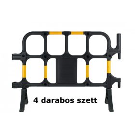 Műanyag kordon 4 darabos szett 138x100x38 cm fekete-sárga kordonoszlop korlát