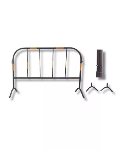 Mobil fém kordon 1500x1010 mm, levehető lábakkal, fekete-sárga terelőkorlát S22